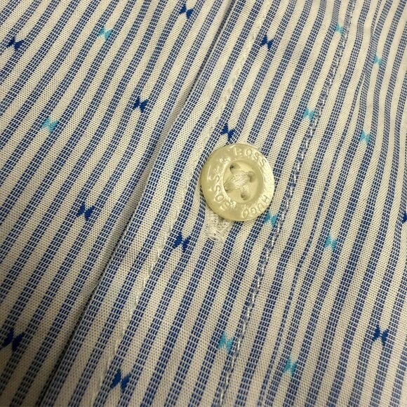 Hugo Boss Dress Shirt Long Sleeve Striped Regular Fit Cotton Blue 16 1/2 Large - Picture 5 of 11